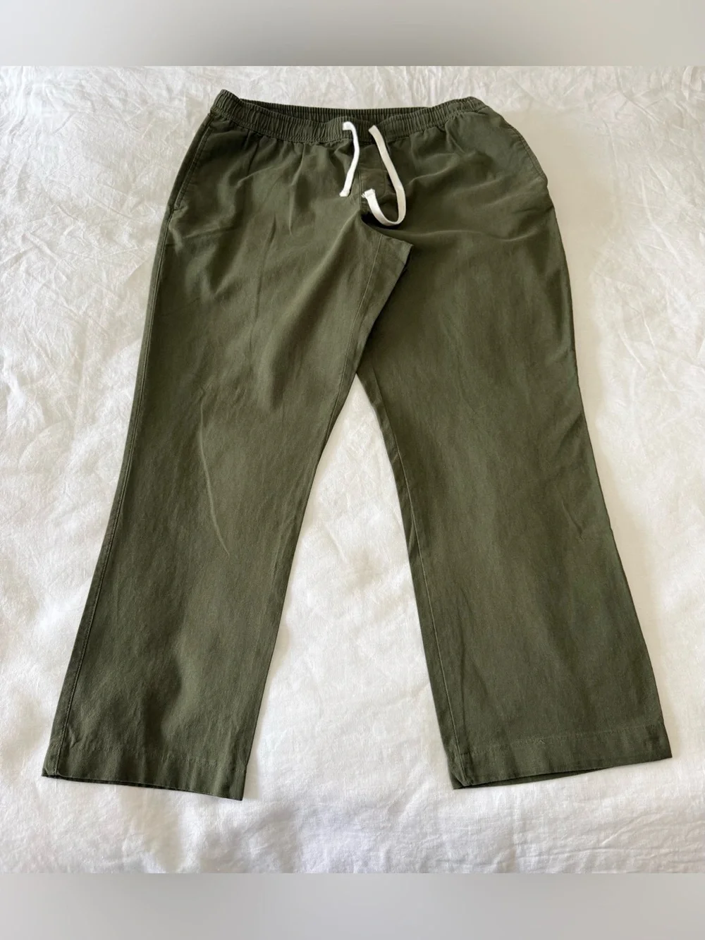 J. Crew | Men's Large (28” Inseam) | Olive Green Cotton Linen Drawstring Pants